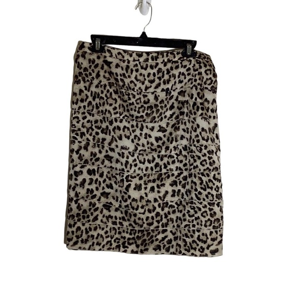 Sharon Young Dresses & Skirts - Sharon Young Tiered Black/Brown Leopard Print Silk-like Zippered Skirt-Size 16